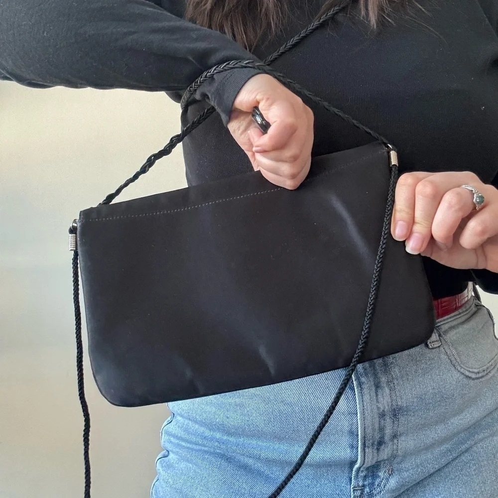 Givenchy 70’s Black Satin Shoulder Bag